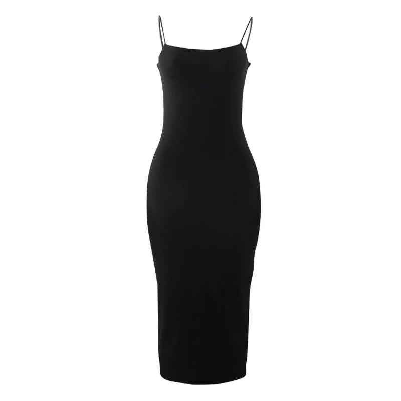 Summer Black Sexy Dress Women Streetwear Sleeveless Backless Solid Spaghetti Strap Bodycon Casual Clubwear Elegant Party Dresses ClothesLuxe