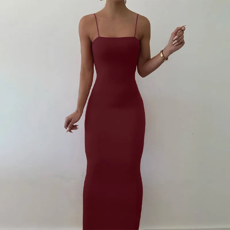 Summer Black Sexy Dress Women Streetwear Sleeveless Backless Solid Spaghetti Strap Bodycon Casual Clubwear Elegant Party Dresses ClothesLuxe