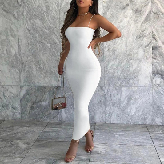 Summer Black Sexy Dress Women Streetwear Sleeveless Backless Solid Spaghetti Strap Bodycon Casual Clubwear Elegant Party Dresses ClothesLuxe